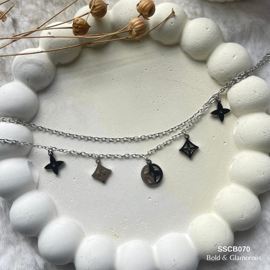 Chain Bracelet | SSCB070 | Layered Motif Silver