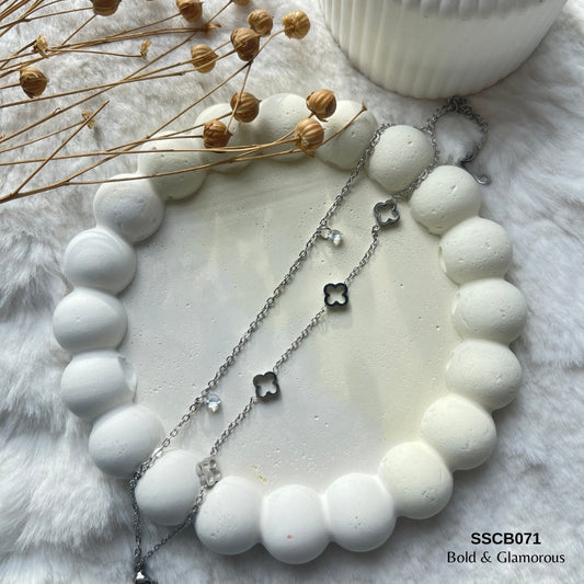 Chain Bracelet | SSCB071 | Layered 4Leaf Silver