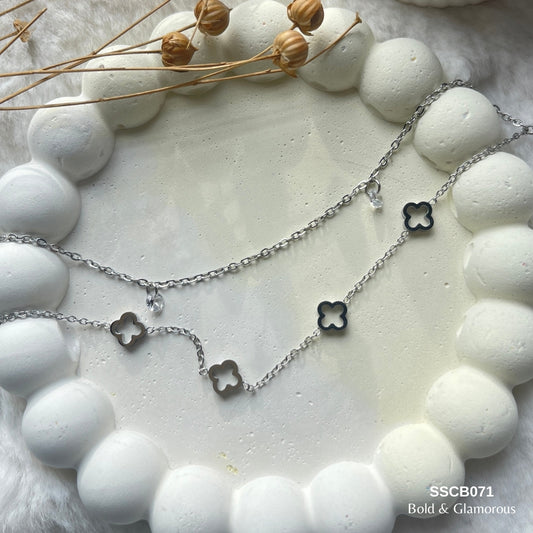 Chain Bracelet | SSCB071 | Layered 4Leaf Silver