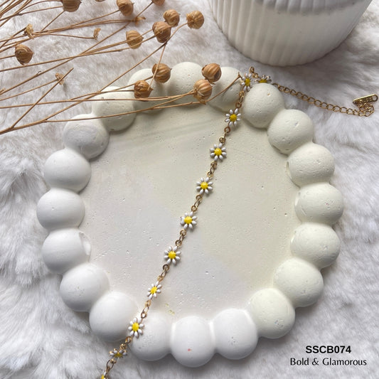 Chain Bracelet | SSCB074 | White Yellow Flower