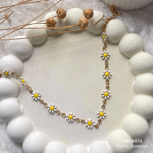 Chain Bracelet | SSCB074 | White Yellow Flower