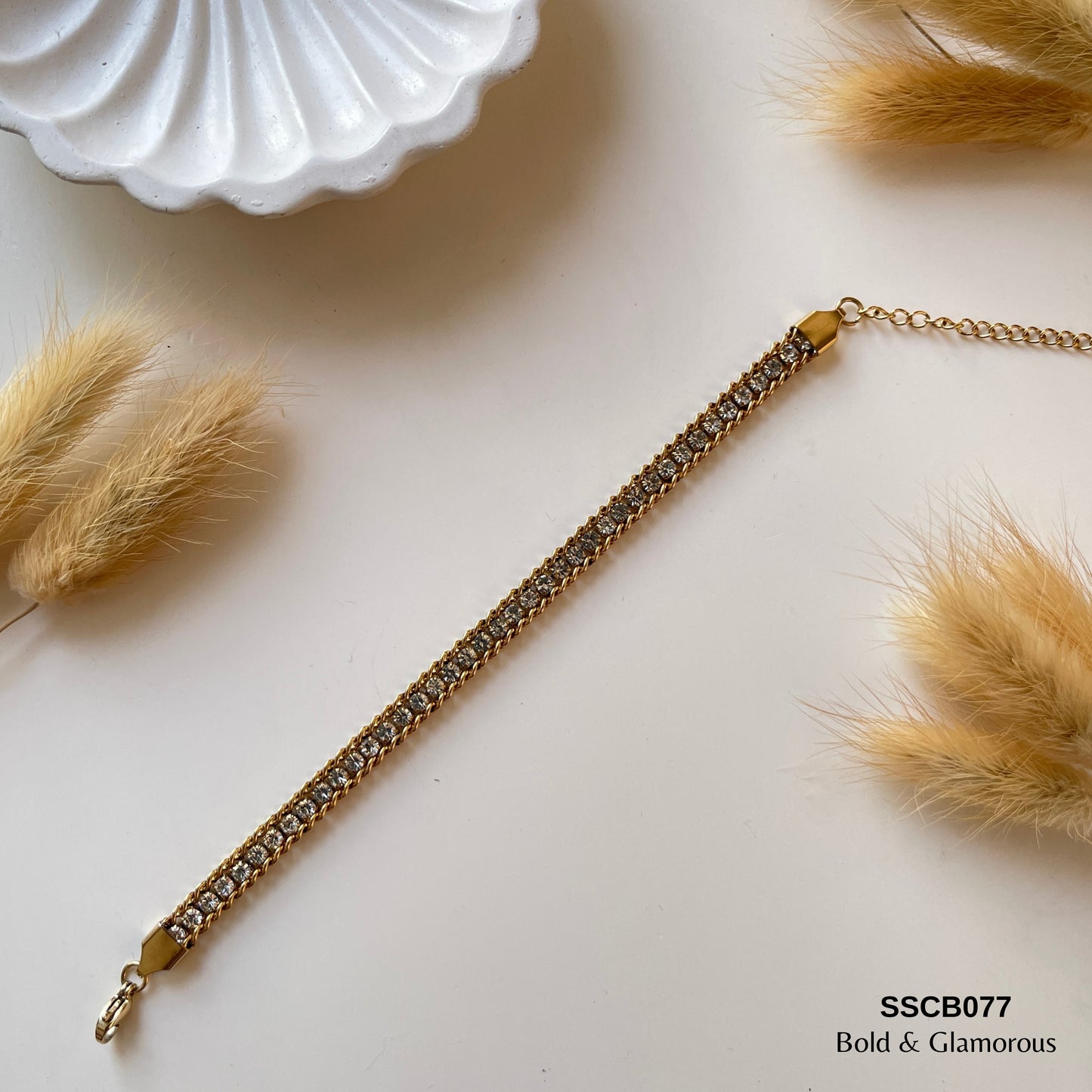Chain Bracelet | SSCB077 | Zircon Stone White