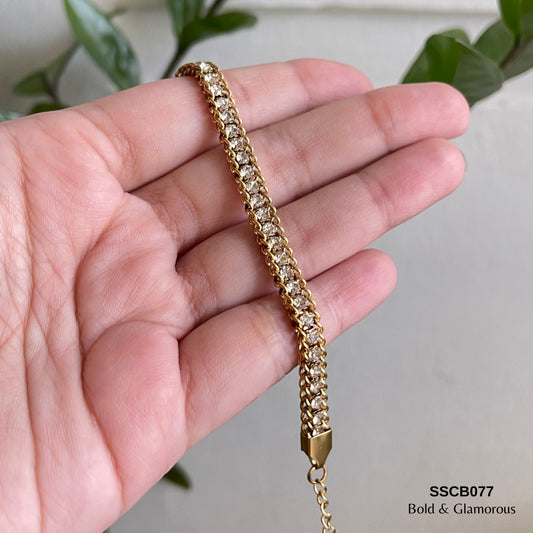 Chain Bracelet | SSCB077 | Zircon Stone White