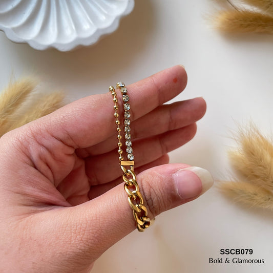 Chain Bracelet | SSCB079 | White Diamond Cuban Chain