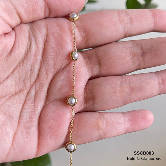 Chain Bracelet | SSCB083 | White Bead Chain