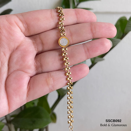 Chain Bracelet | SSCB092 | Round White Shell