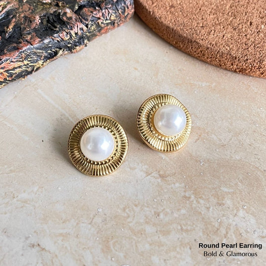 Statement Earring | STE008 | Round Pearl Earring