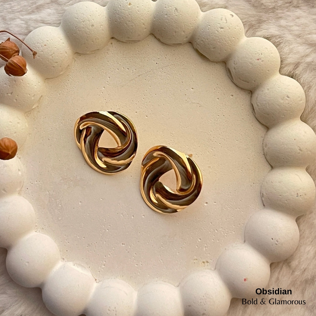 Statement Earring | STE031 | Obsidian