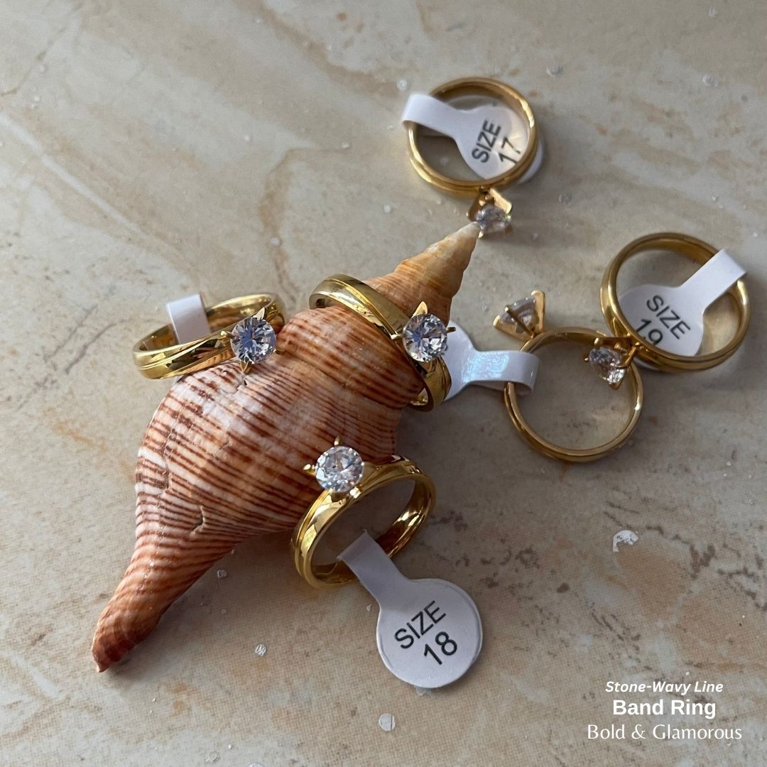 SS Finger Ring | SS01 | Stone-Wavy Band