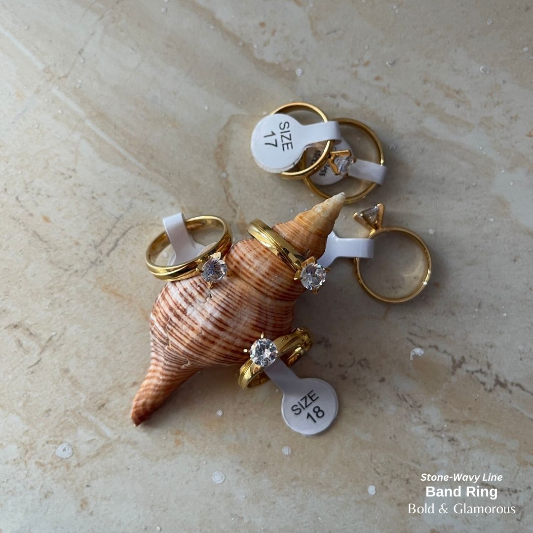 SS Finger Ring | SS01 | Stone-Wavy Band