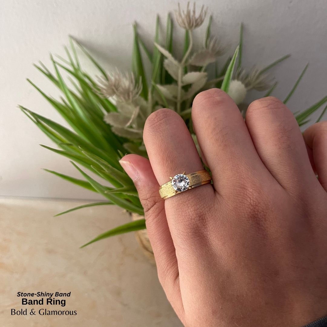 SS Finger Ring | SS01 | Stone-Shiny Band