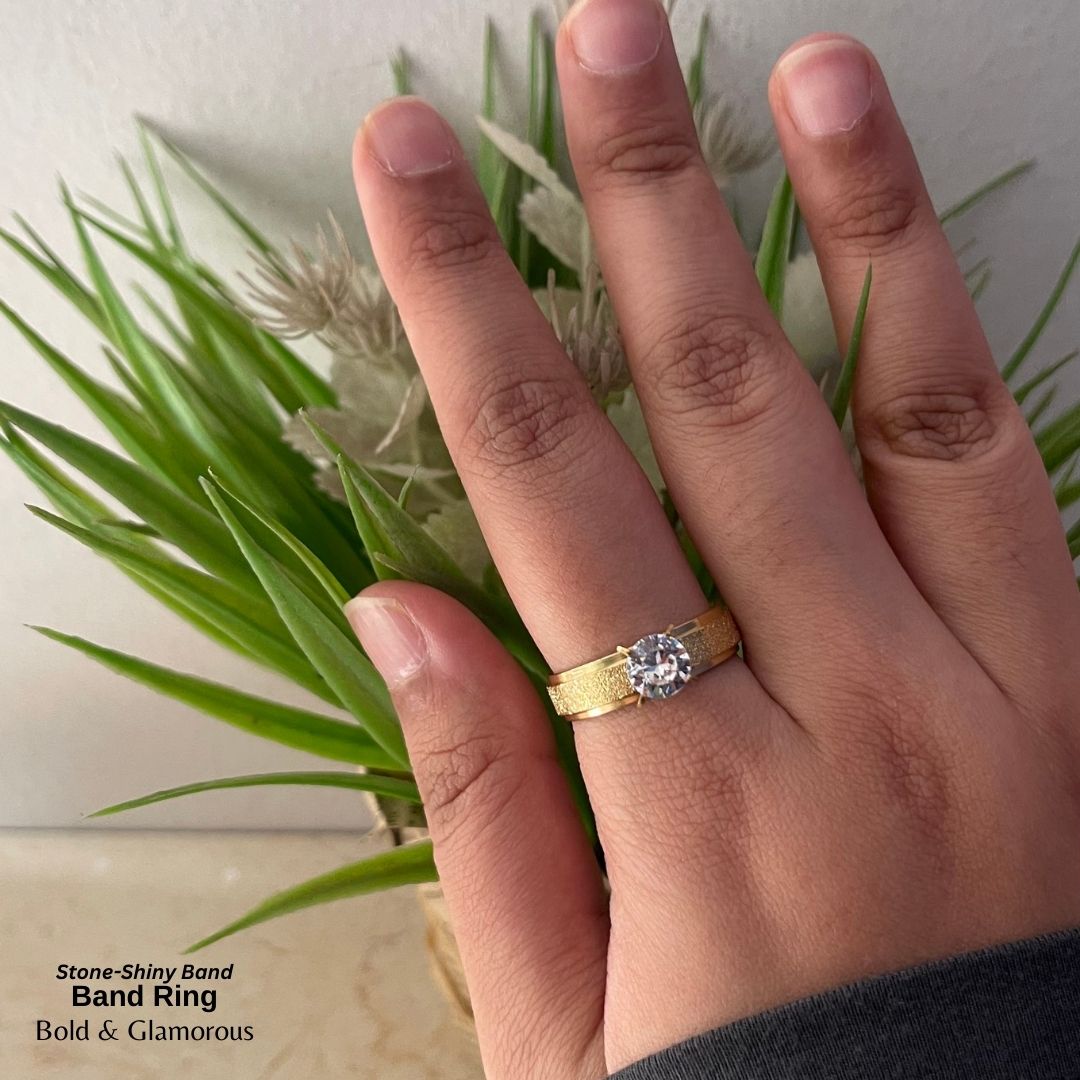 SS Finger Ring | SS01 | Stone-Shiny Band