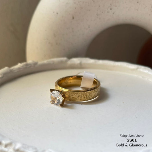 SS Finger Ring | SS01 | Stone-Shiny Band