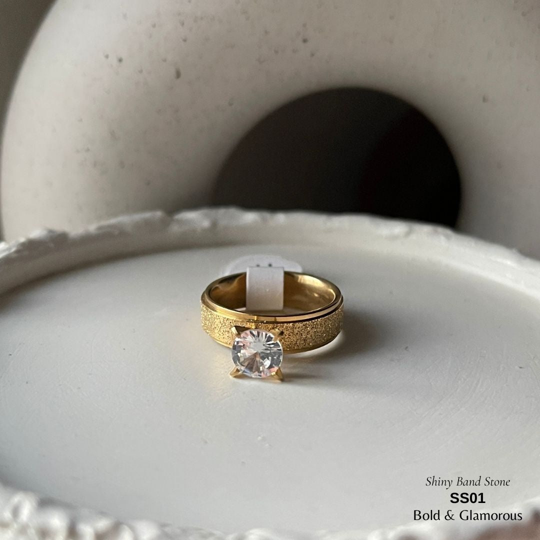 SS Finger Ring | SS01 | Stone-Shiny Band