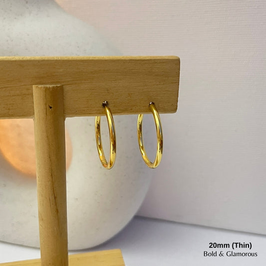 Simple Hoop Earring | 20mm - Thin | Gold