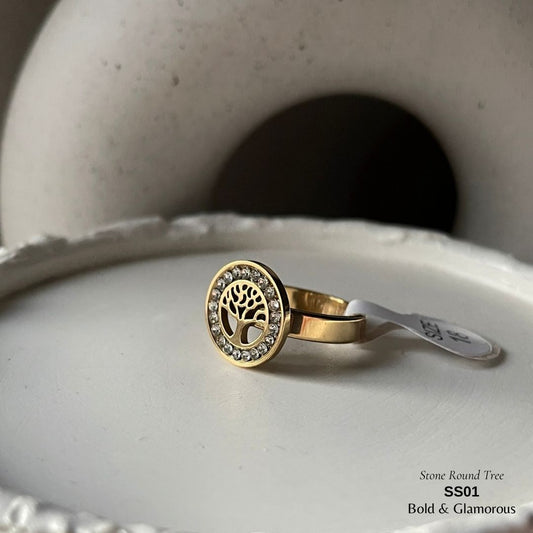 SS Finger Ring | SS01 | Stone Round Tree