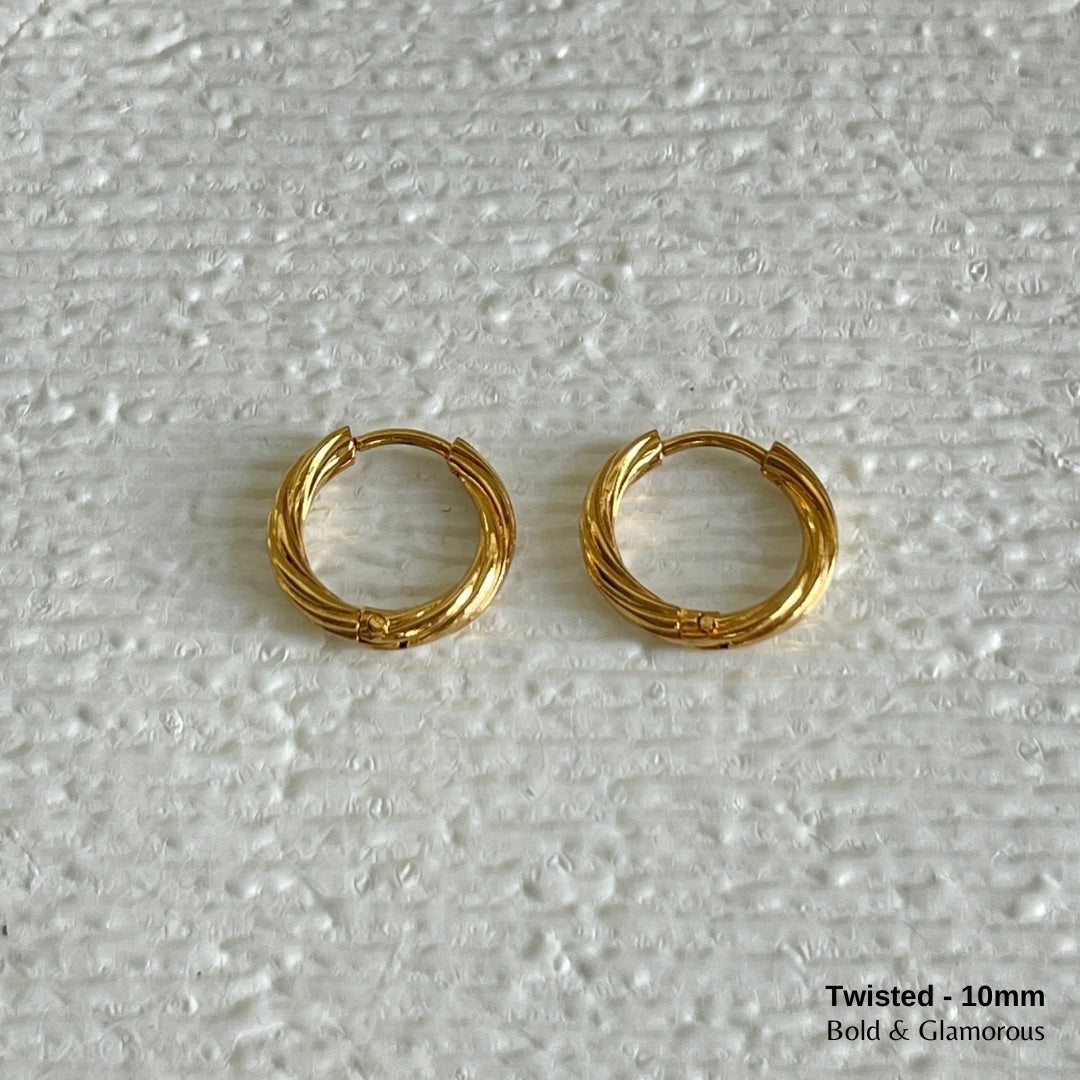 Hoop Earring | Twisted Hoop | 10mm | Gold