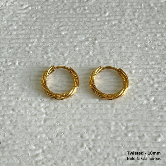 Hoop Earring | Twisted Hoop | 10mm | Gold