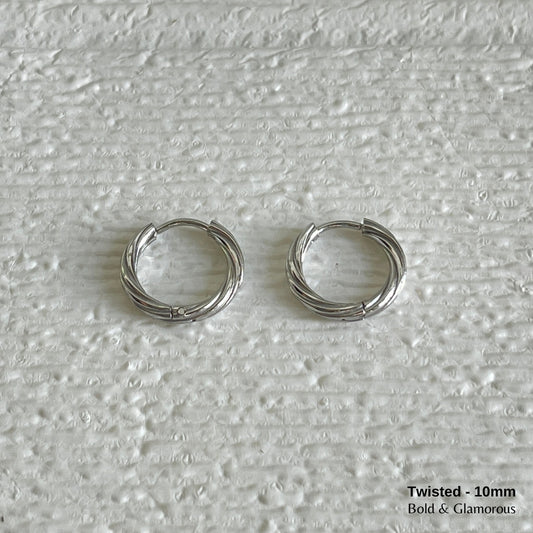Hoop Earring | Twisted Hoop | 10mm | Silver