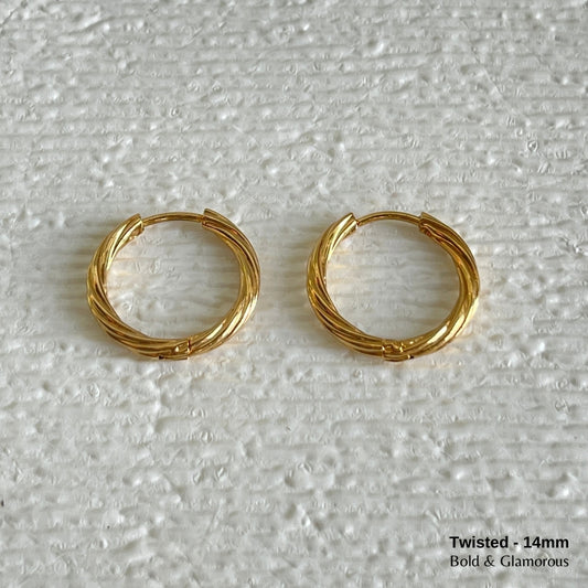 Hoop Earring | Twisted Hoop | 14mm | Gold