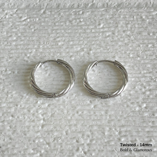 Hoop Earring | Twisted Hoop | 14mm | Silver