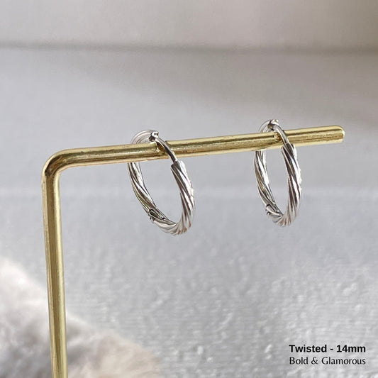Hoop Earring | Twisted Hoop | 14mm | Silver