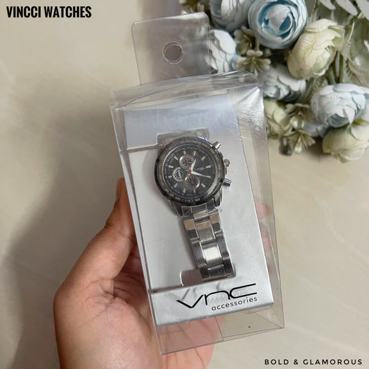 Vincci Watch Chronograph Silver Metal | VW06 | Black