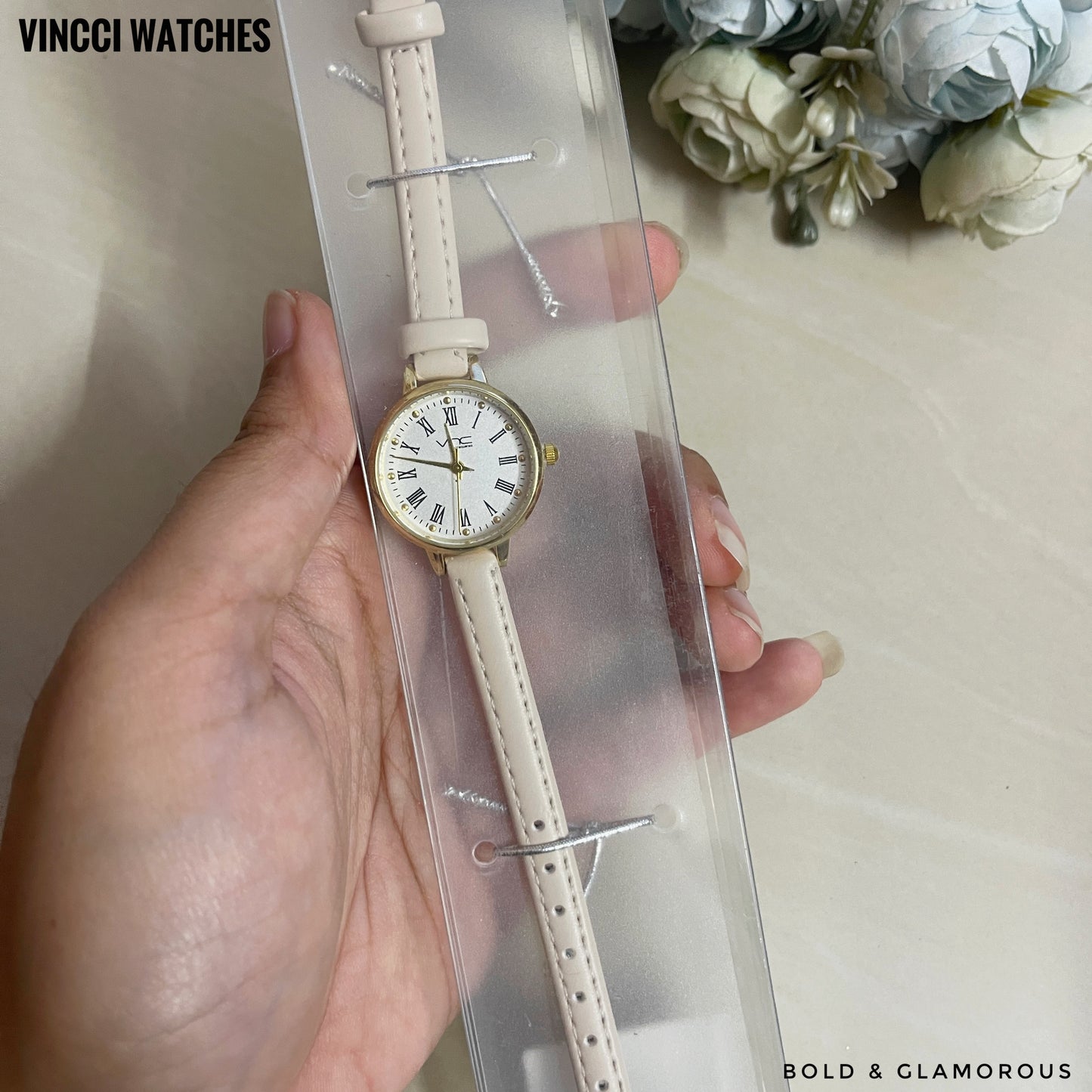 Vincci Watch Classic Gold Rim | VW11 | Beige