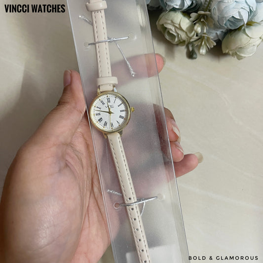 Vincci Watch Classic Gold Rim | VW11 | Beige