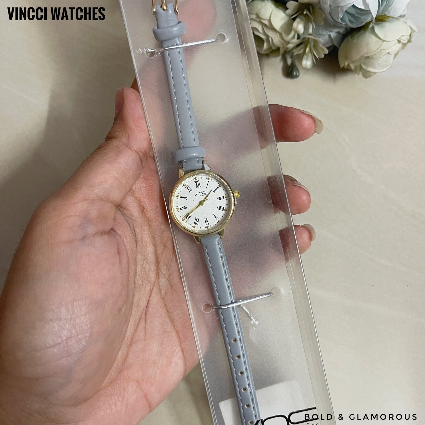 Vincci Watch Classic Gold Rim | VW11 | Light Blue