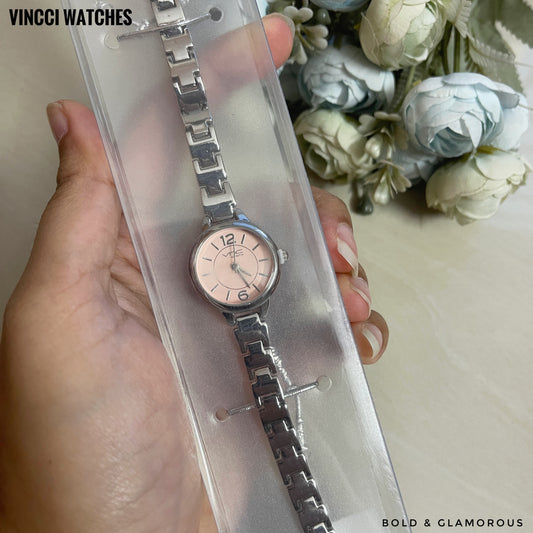 Vincci Watch Classic Round Silver Metal | VW03 | Rose Gold Dial