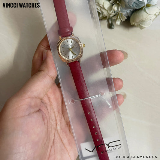 Vincci Watch Classic Small Gold Rim | VW16 | Red