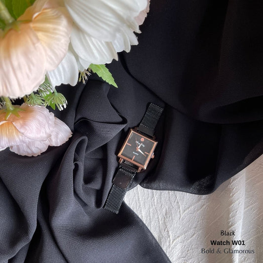 Magnetic Square Shape Watch | W01 | Black