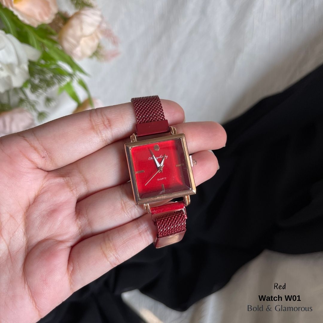 Magnetic Square Shape Watch | W01 | Red