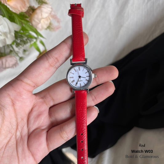 Classic Round Shape Watch | W03 | Red
