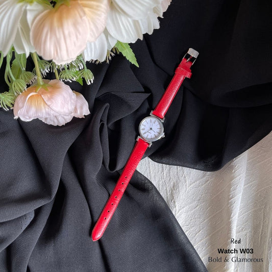 Classic Round Shape Watch | W03 | Red