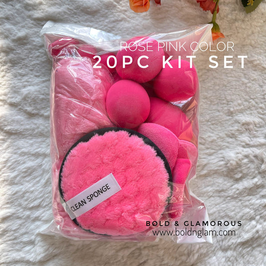 20PC Makeup Puff Set | Rose Pink