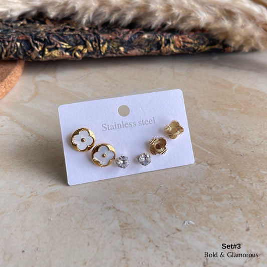Stud Earring Set | STSES003 | Set#3 Petal Medal
