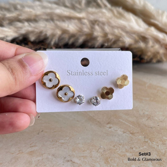 Stud Earring Set | STSES003 | Set#3 Petal Medal