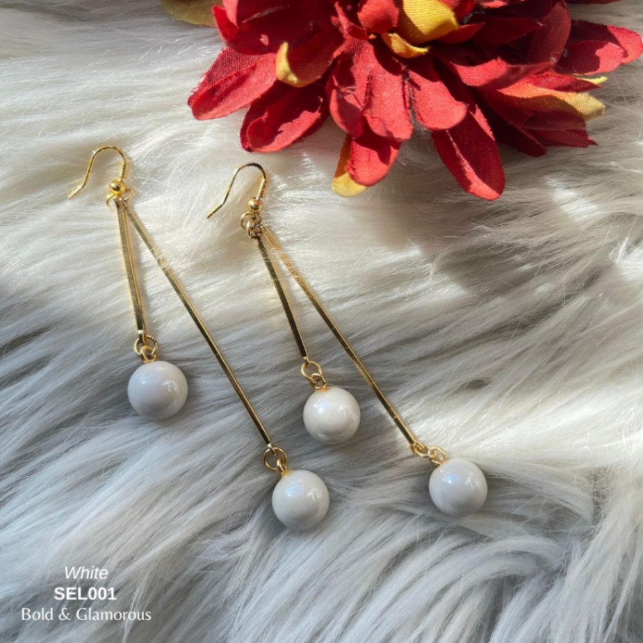 Ball Hanging Earrings | SEL001 | White