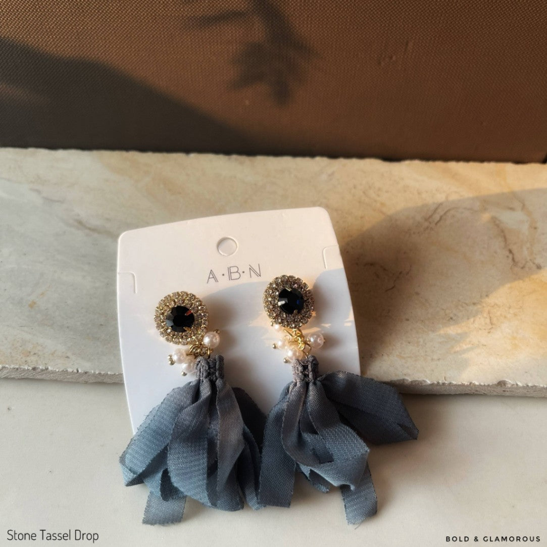 Something Blue Earring | SE025 | Stone Tassel Drop