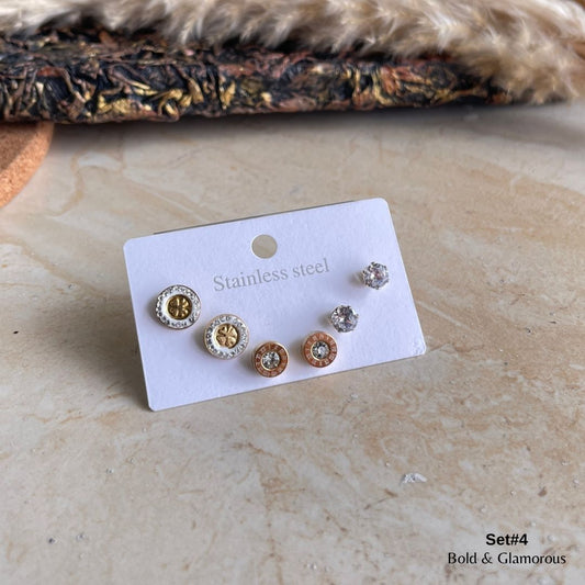 Stud Earring Set | STSES004 | Set#4 Diamond Medal