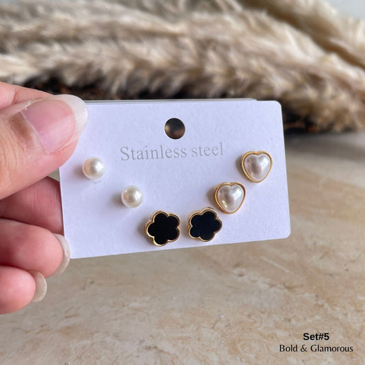 Stud Earring Set | STSES005 | Set#5 Love Pearls