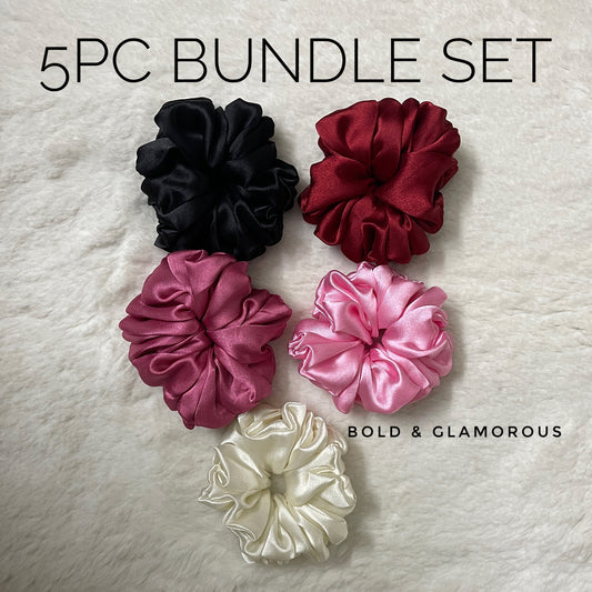 5PC Japanese Silk Scrunchies Bundle
