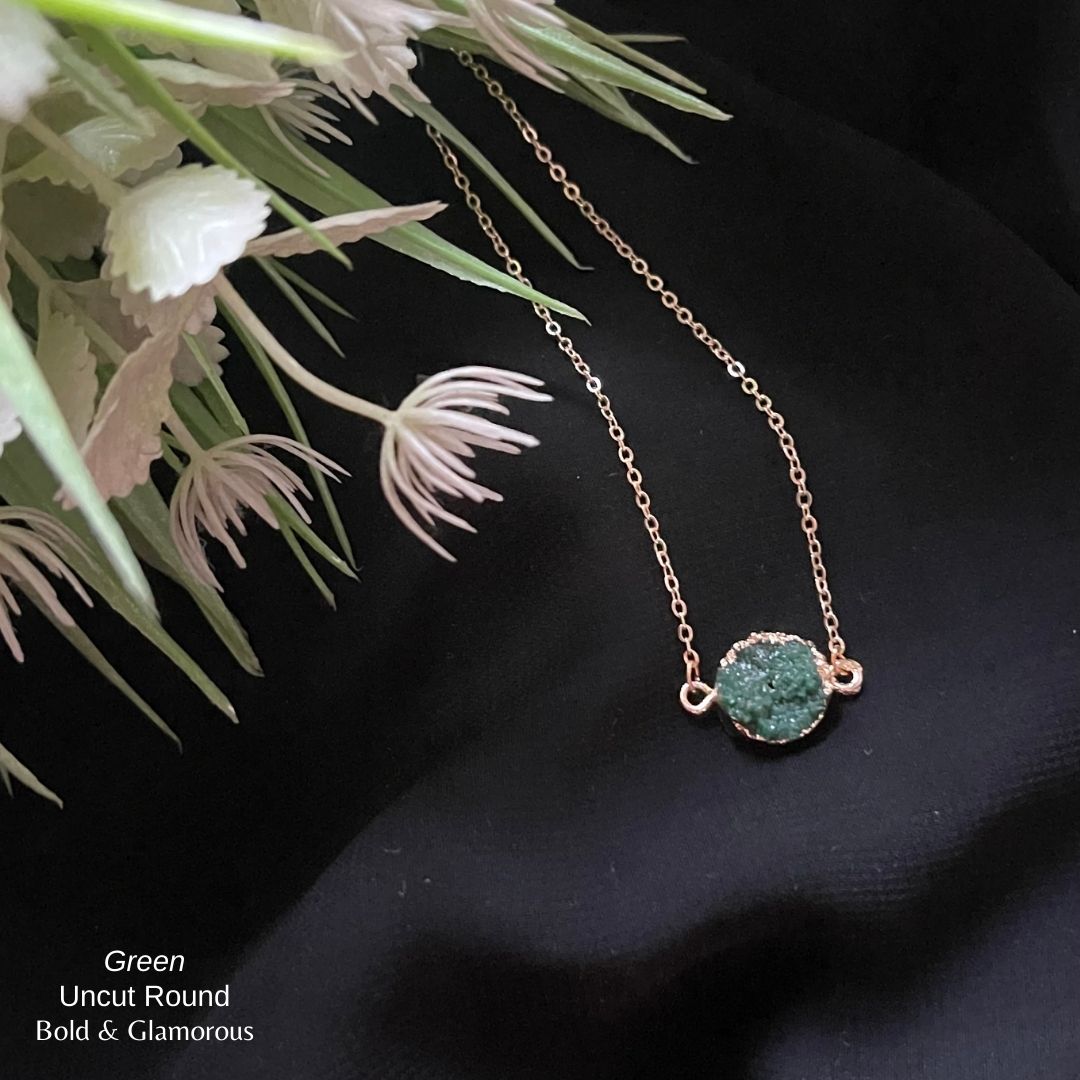 Uncut Round Pendant | UNCP01 | Green