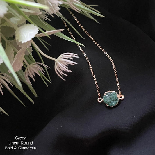 Uncut Round Pendant | UNCP01 | Green