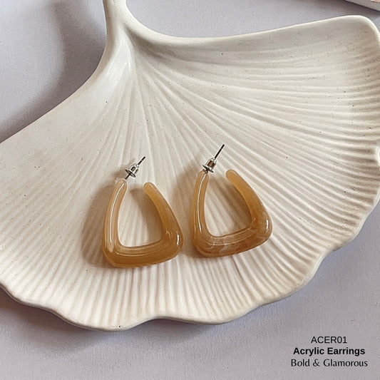 Acrylic Half Hoop Earring | ACER01 | Taupe