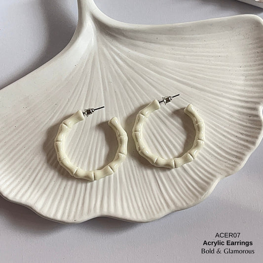 Acrylic Half Hoop Earring | ACER07 | White