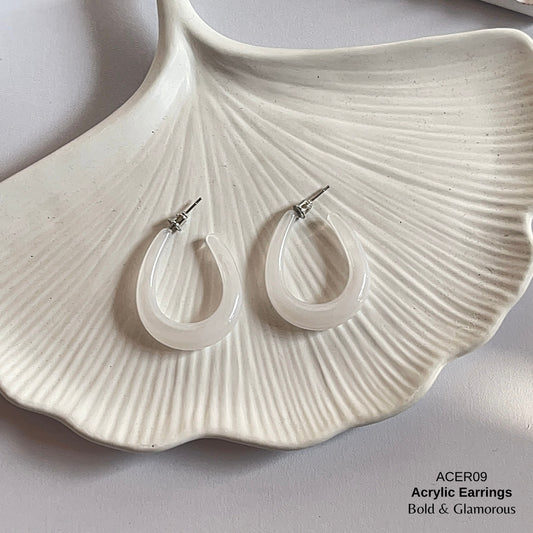 Acrylic Half Hoop Earring | ACER09 | Clear
