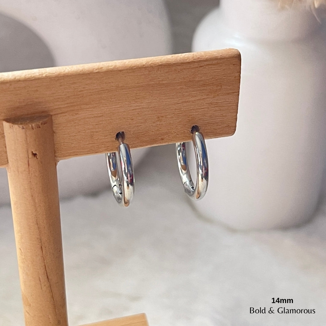 Simple Hoop Earring | 14mm | Silver